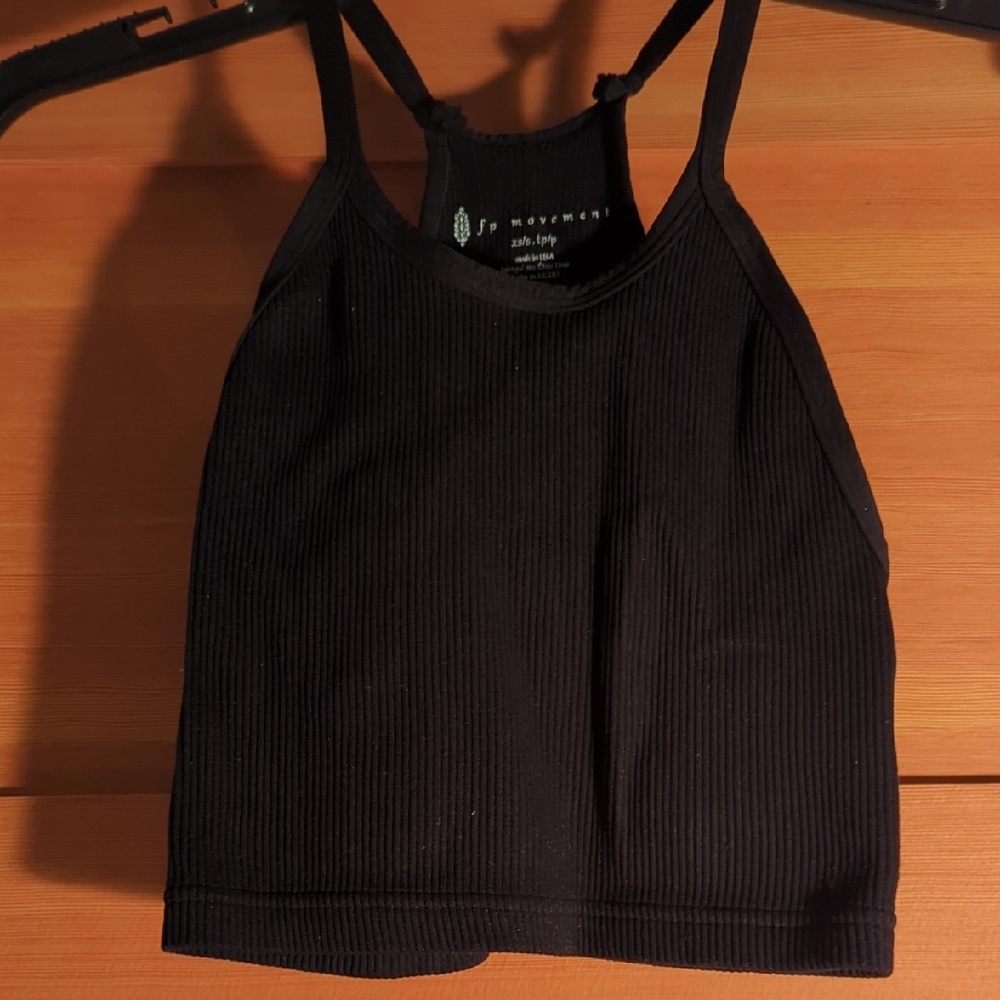 Free people movement XS cropped Ribbed Tank Top, black